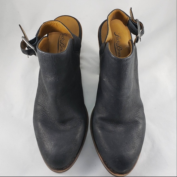 LUCKY BRAND Black Block-Heel Leather Ankle Boots - Picture 2 of 7